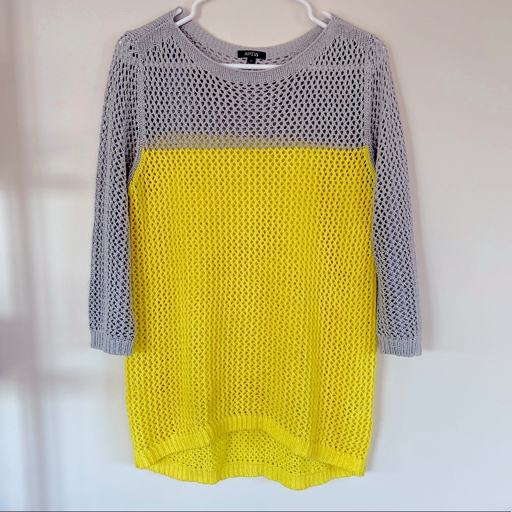 Apt.9 knit yellow, gray sweater💕